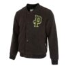Chaqueta de béisbol Sherpa con logotipo en negro