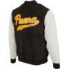 Chaqueta de béisbol Sherpa con logotipo en negro