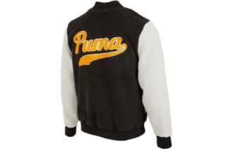 Chaqueta de béisbol Sherpa con logotipo en negro