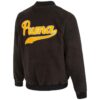Chaqueta de béisbol Sherpa con logotipo en negro