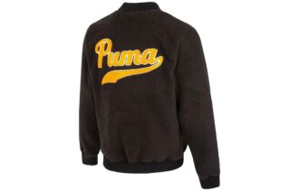 Chaqueta de béisbol Sherpa con logotipo en negro