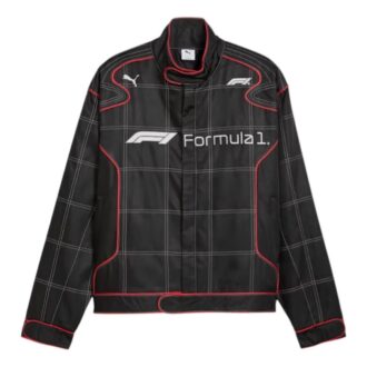 Chaqueta de carreras de Fórmula 1 75 años, corte holgado, color negro