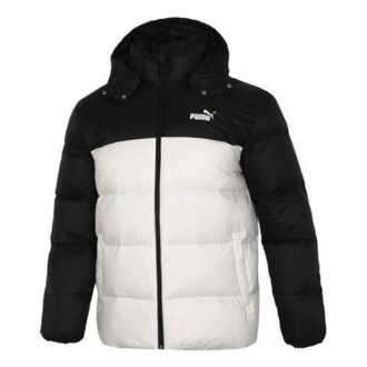 Chaqueta de plumón con capucha desmontable “Blanco y negro”