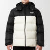 Chaqueta de plumón con capucha desmontable “Blanco y negro”