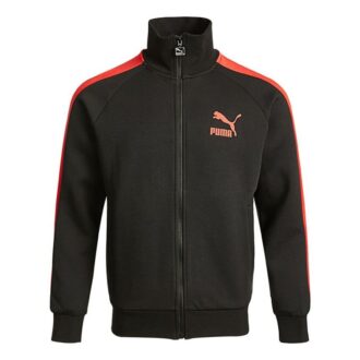 Chaqueta deportiva con cuello alto, costuras y logotipo estampado, para hombre, color negro