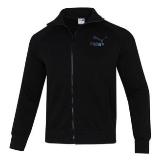 Chaqueta deportiva con cuello alto y logo retro icónico T7 en negro