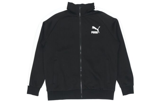 Chaqueta deportiva de punto con cuello alto para hombre, color negro