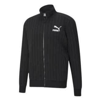 Chaqueta deportiva de rayas con cuello alto, cremallera y forro polar a rayas, color negro