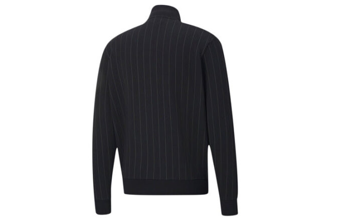 Chaqueta deportiva de rayas con cuello alto, cremallera y forro polar a rayas, color negro