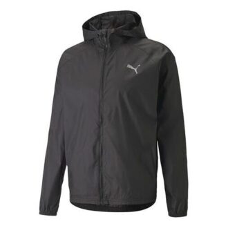 Chaqueta deportiva informal con capucha y logo en color liso, color negro