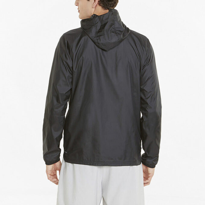Chaqueta deportiva informal con capucha y logo en color liso, color negro