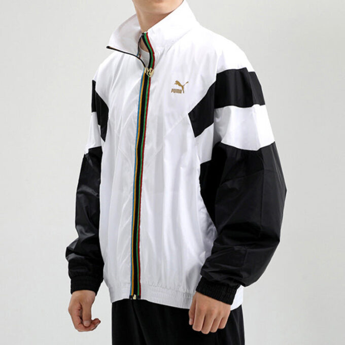 Chaqueta deportiva informal con estampado bronceado blanca