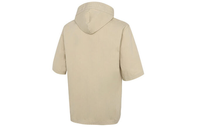 Chaqueta deportiva informal de manga corta con capucha holgada en beige