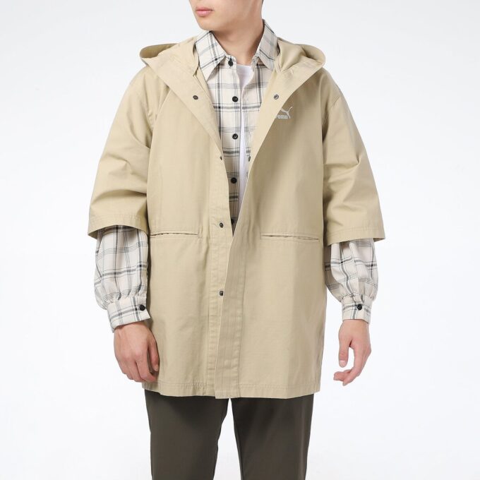 Chaqueta deportiva informal de manga corta con capucha holgada en beige