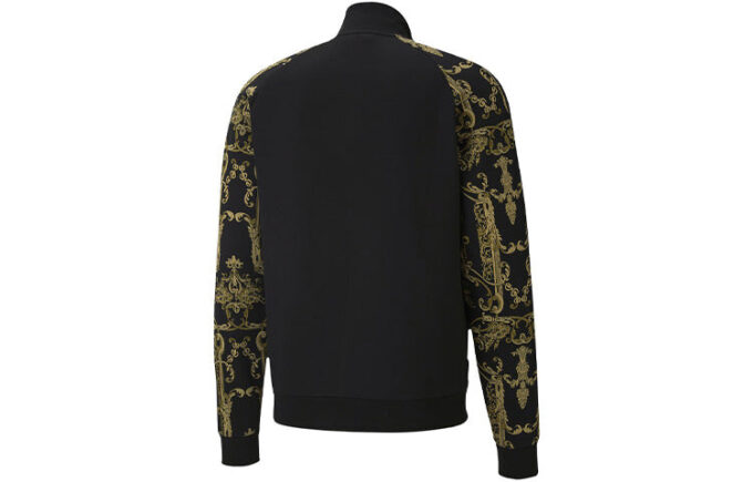 Chaqueta deportiva Luxe Aop Track con cremallera completa y logo estampado para hombre, color negro y dorado