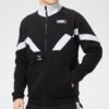 Chaqueta deportiva negra con cuello alto y logotipo