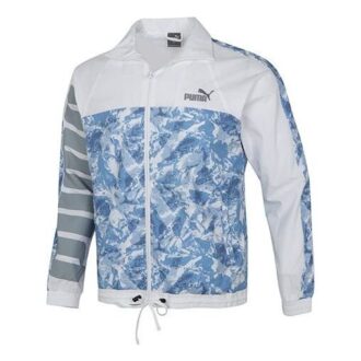 Chaqueta deportiva tejida cortavientos Mountain Aop con logotipo blanco