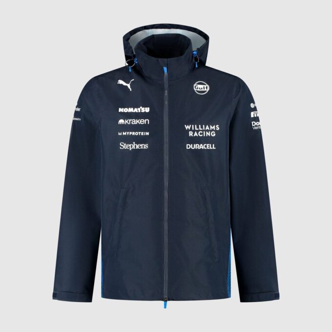 Chaqueta impermeable para hombre réplica Williams Racing 2025 Chaqueta impermeable para hombre réplica Williams Racing 2025