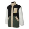 Chaqueta informal con cuello alto y puños en negro, verde, blanco y tostado