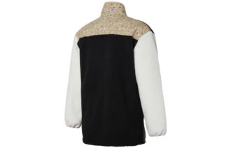 Chaqueta informal con cuello alto y puños en negro, verde, blanco y tostado