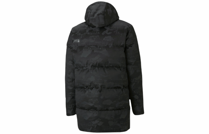 Chaqueta larga de plumas de camuflaje “negra”