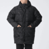 Chaqueta larga de plumas de camuflaje “negra”