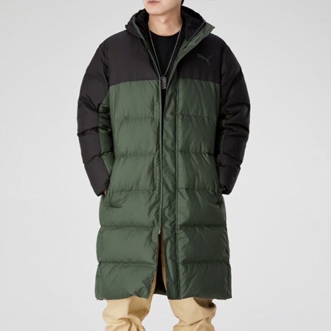 Chaqueta larga de plumas oversize “Verde Negro”