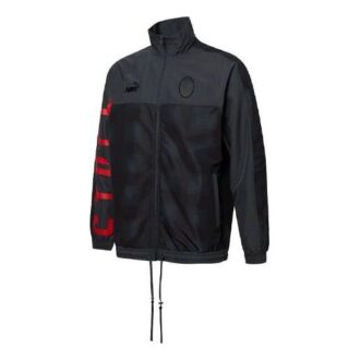 Chaqueta negra con cuello alto, cremallera y mangas largas con logotipo