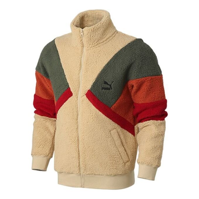 Chaqueta Sherpa Retro Block “Marrón Rojo Verde”