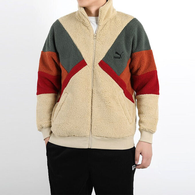 Chaqueta Sherpa Retro Block “Marrón Rojo Verde”