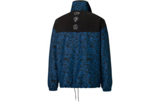Chaqueta tipo cárdigan con cuello alto y estampado de grafiti en colores contrastantes de PUMA x Mr Doodle, color azul