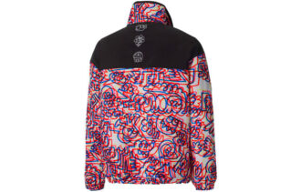 Chaqueta tipo cárdigan con cuello alto y estampado de grafiti en colores contrastantes de PUMA x Mr Doodle, color rojo