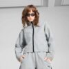 DARE TO Chaqueta tejida extragrande con cremallera completa para mujer DARE TO Chaqueta tejida extragrande con cremallera completa para mujer