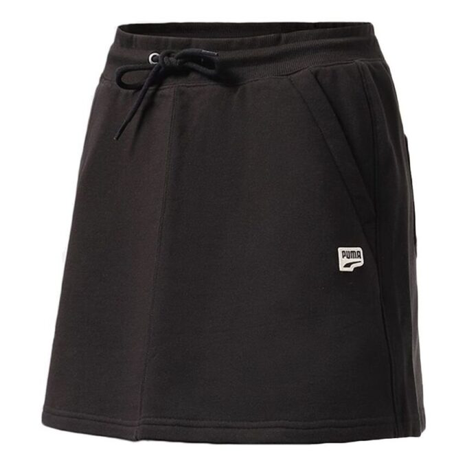 Falda clásica T7 para mujer, estilo casual, deportiva, con cordón, color negro