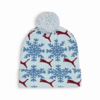 Gorro de invierno con pompones y copos de nieve Fair Isle