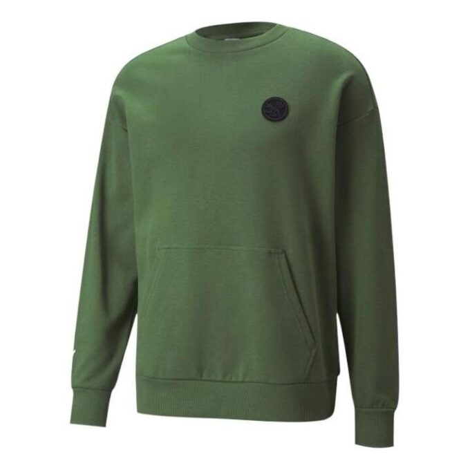 Jersey unisex de cuello redondo, manga larga y logo en color liso, verde