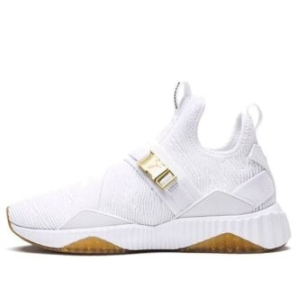 (Mujeres) Defy Varsity Mid “Blanco Dorado Metálico”