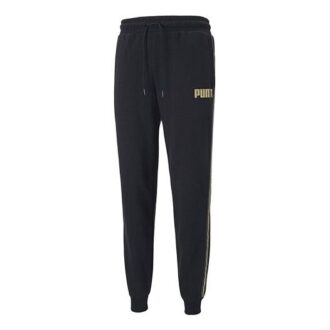 Pantalón deportivo de punto con estampado de cinta metálica Nights para hombre, color negro