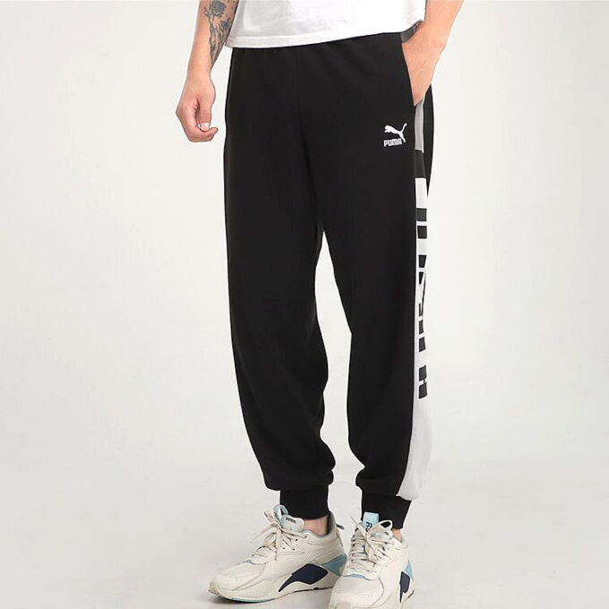 Pantalón deportivo retro con bloques “Negro, blanco y gris”