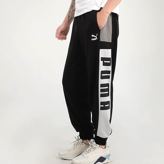 Pantalón deportivo retro con bloques “Negro, blanco y gris”