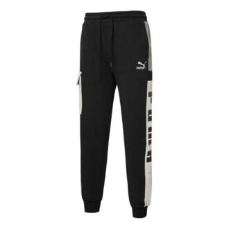 Pantalones cargo retro con logotipo en negro