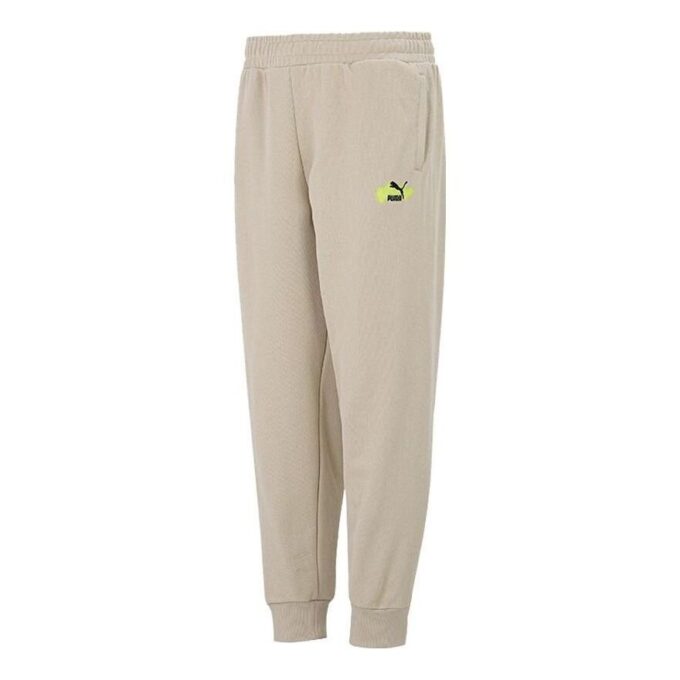 Pantalones con logotipo gráfico de tendencia en beige