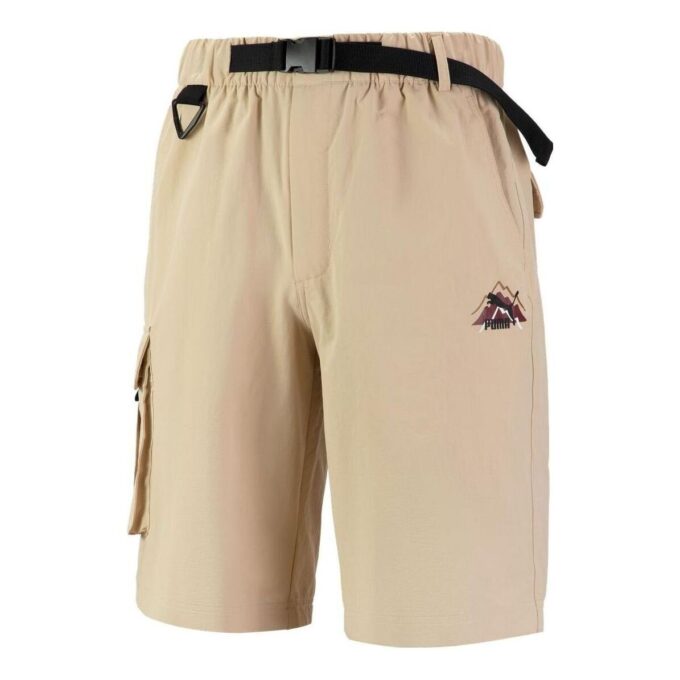 Pantalones cortos cargo de montaña para acampar en beige