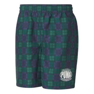 Pantalones cortos deportivos casuales PUMA x The Hundreds con estampado cruzado, color verde