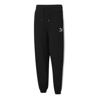 Pantalones deportivos clásicos holgados con estampado de logotipo para mujer, color negro