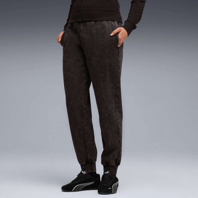 Pantalones deportivos de polar con lavado ácido para mujer de Elevated Essentials Pantalones deportivos de polar con lavado ácido para mujer de Elevated Essentials