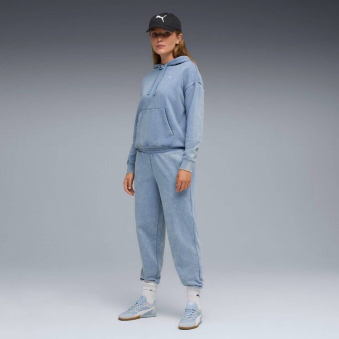 Pantalones deportivos de polar con lavado ácido para mujer de Elevated Essentials Pantalones deportivos de polar con lavado ácido para mujer de Elevated Essentials