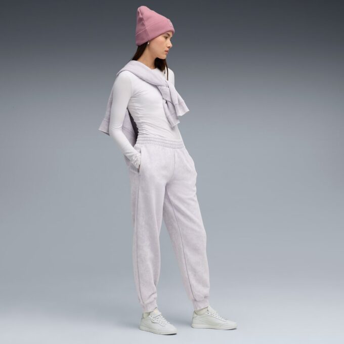 Pantalones deportivos de polar con lavado ácido para mujer de Elevated Essentials Pantalones deportivos de polar con lavado ácido para mujer de Elevated Essentials