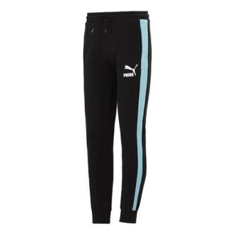 Pantalones deportivos icónicos T7 “Negro, Blanco y Azul”