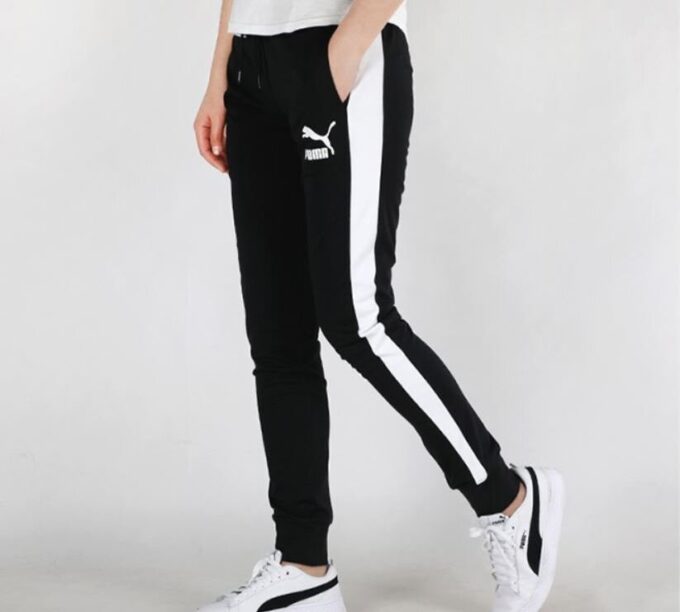Pantalones deportivos icónicos T7 para mujer, color negro